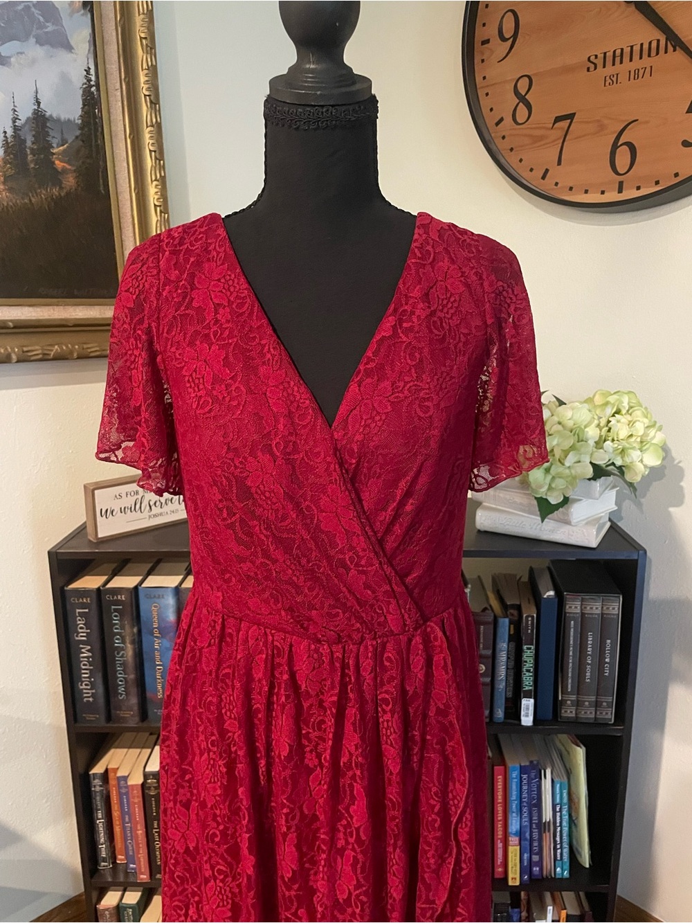 Ever Pretty Burgundy Lace Asymmetrical Dress - Picture 2 of 5